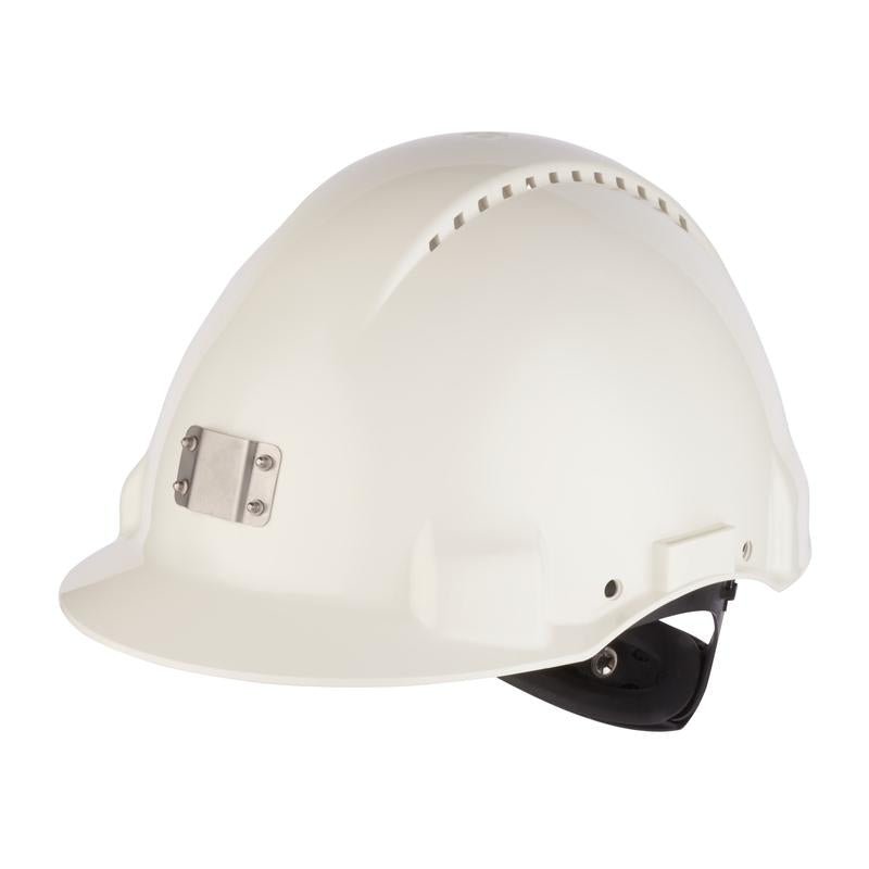 3M™ Schutzhelm, Uvicator, Ratschenverschluss, Belüftung, Kunststoffschweißband, Lampenhalterung, Weiß, G3000NUV-10-VI | Packung (1 Stück)