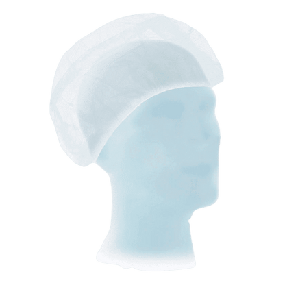 A transparent image of a mannequin head with a white Meditrade Suavel® Astrid nurse cap, typically worn by nurses in hospitals, against a green background. The head and cap have a slightly shiny texture.